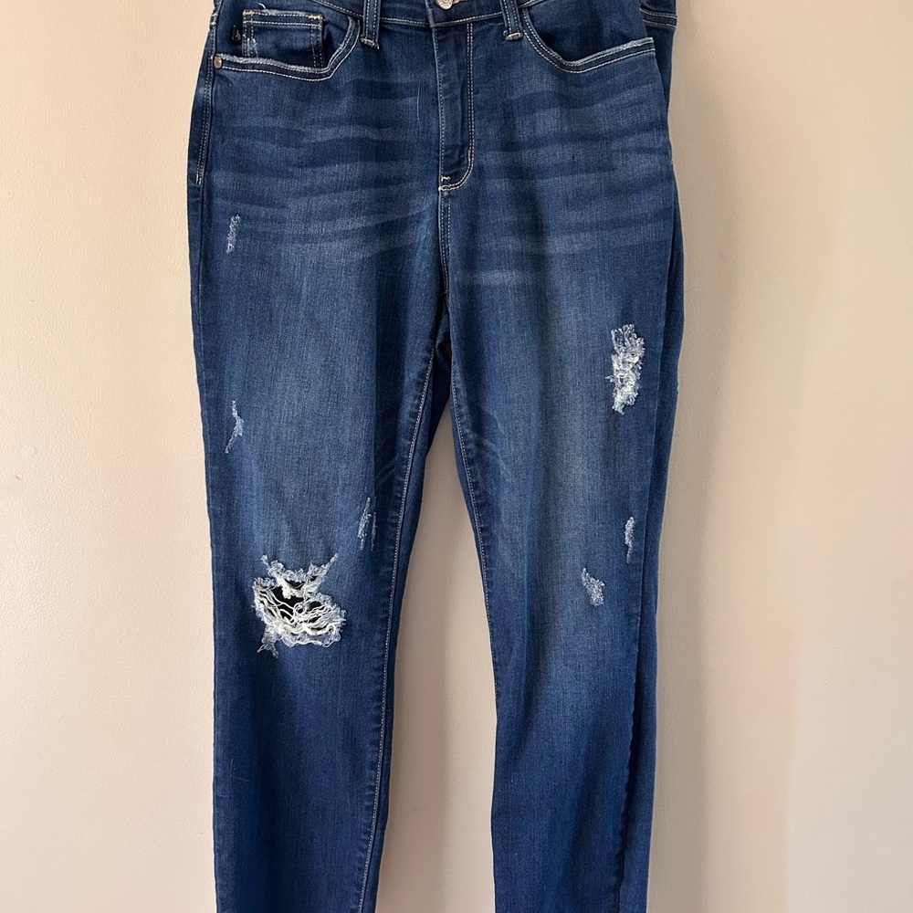 Judy Blue Slim Fit Dark Blue Distressed Jeans Size 11 / 30
